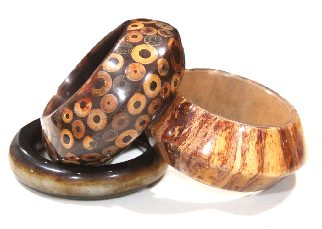 THE "BROWN TONES" BOHO BANGLE BRACELET STACK 