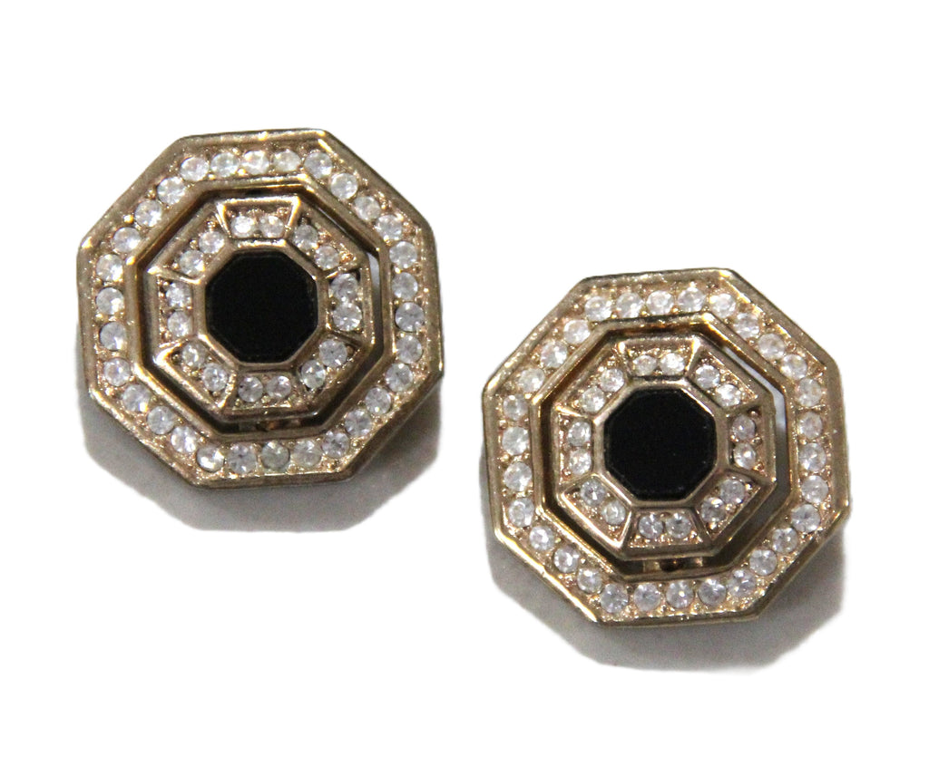 Grosse Germany vintage pave crystal hexagon earrings