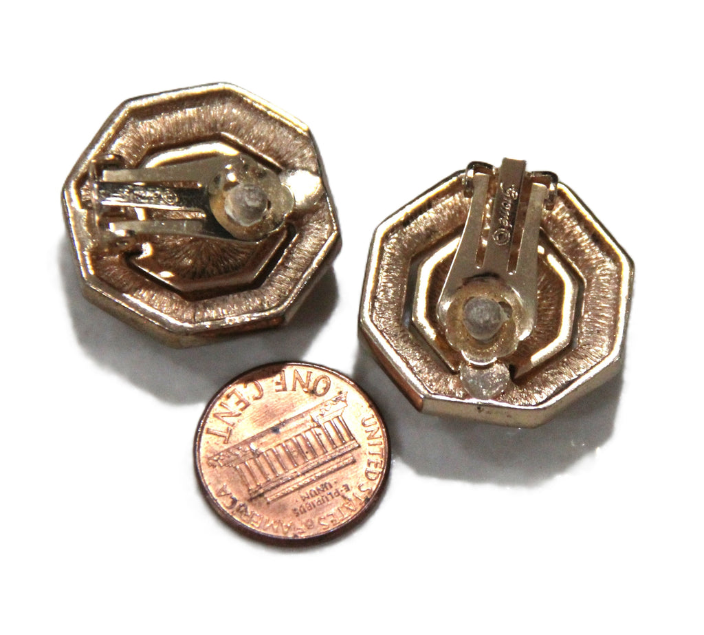 Grosse Germany vintage pave crystal hexagon earrings
