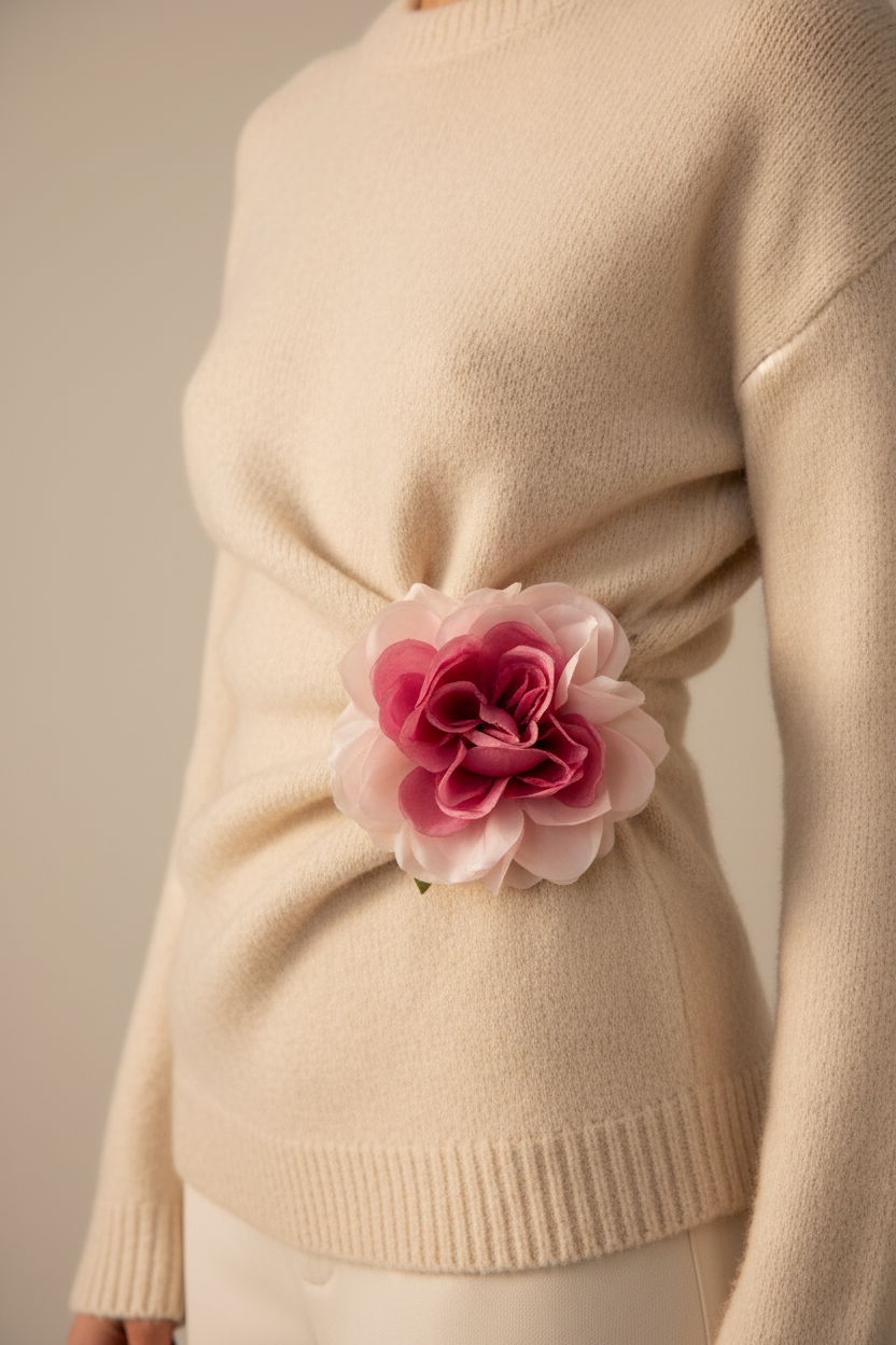 Gucci pink silk flower statement brooch