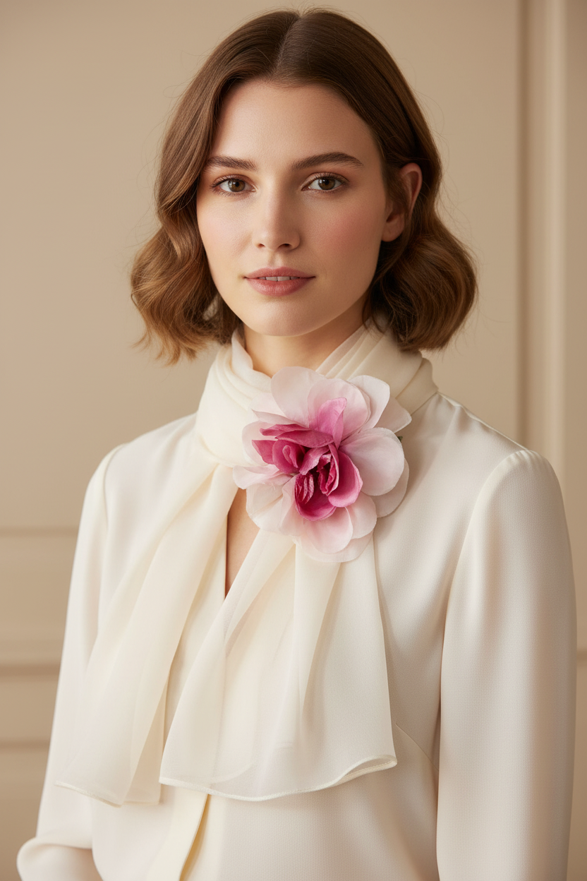 Gucci pink silk flower statement brooch