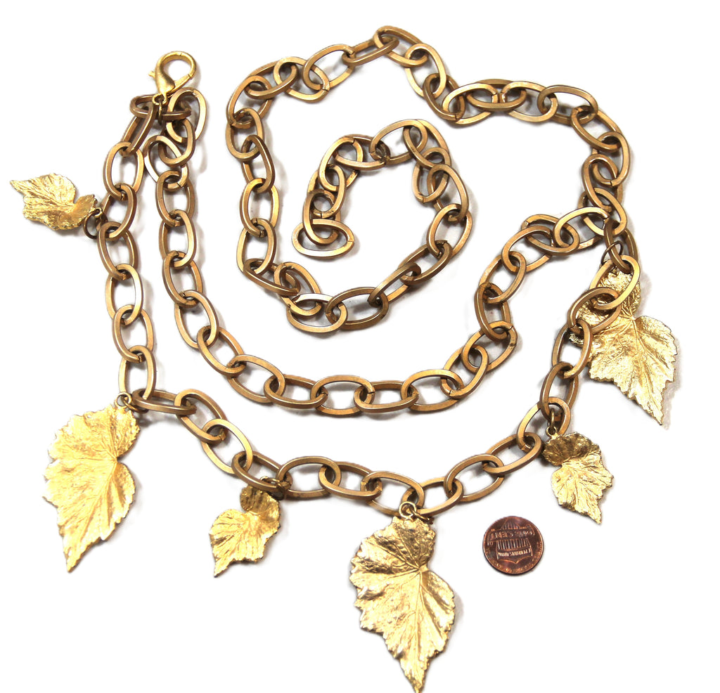 MIRIAM HASKELL LEAF COMPONENTS GOLD BELT - UNSIGNED