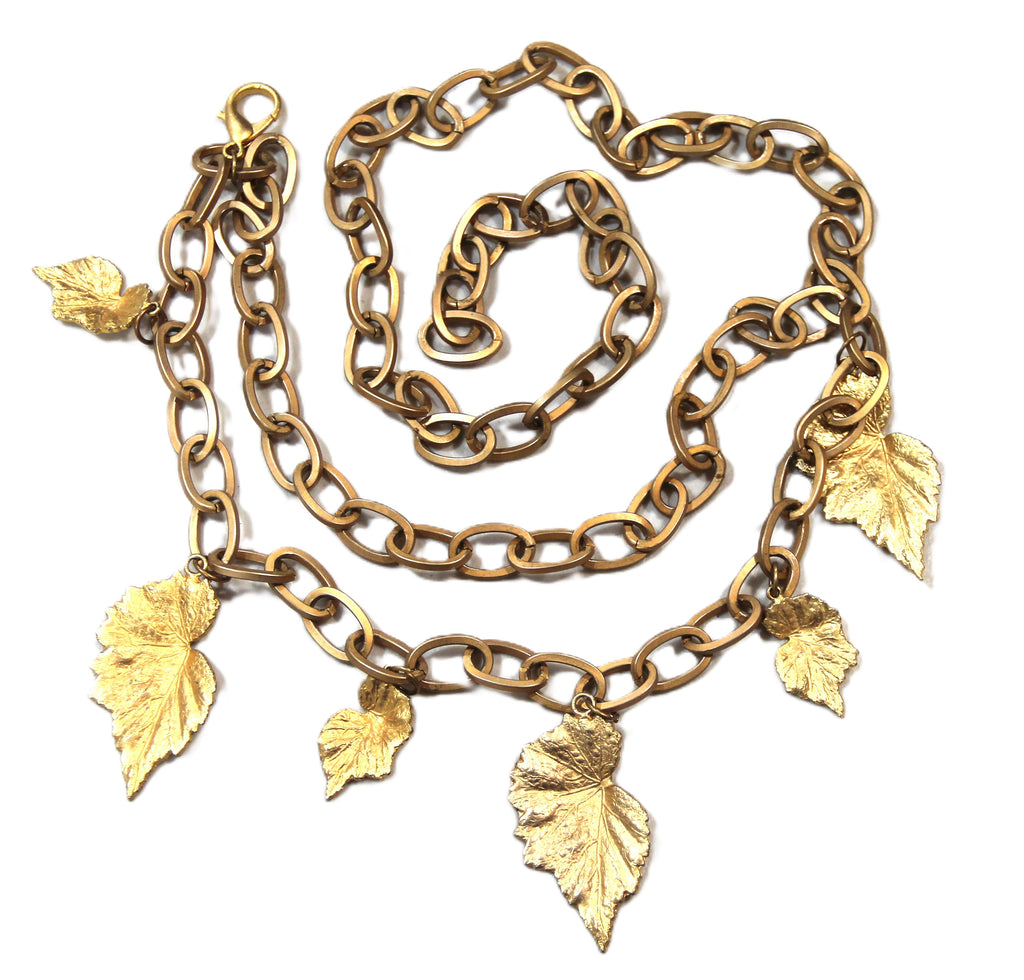 MIRIAM HASKELL LEAF COMPONENTS GOLD BELT - UNSIGNED