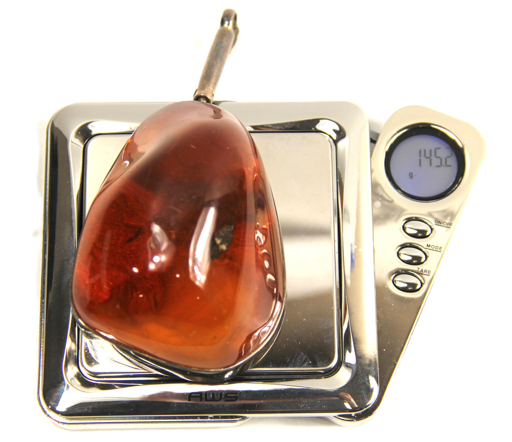 Huge Baltic Amber & sterling silver pendant