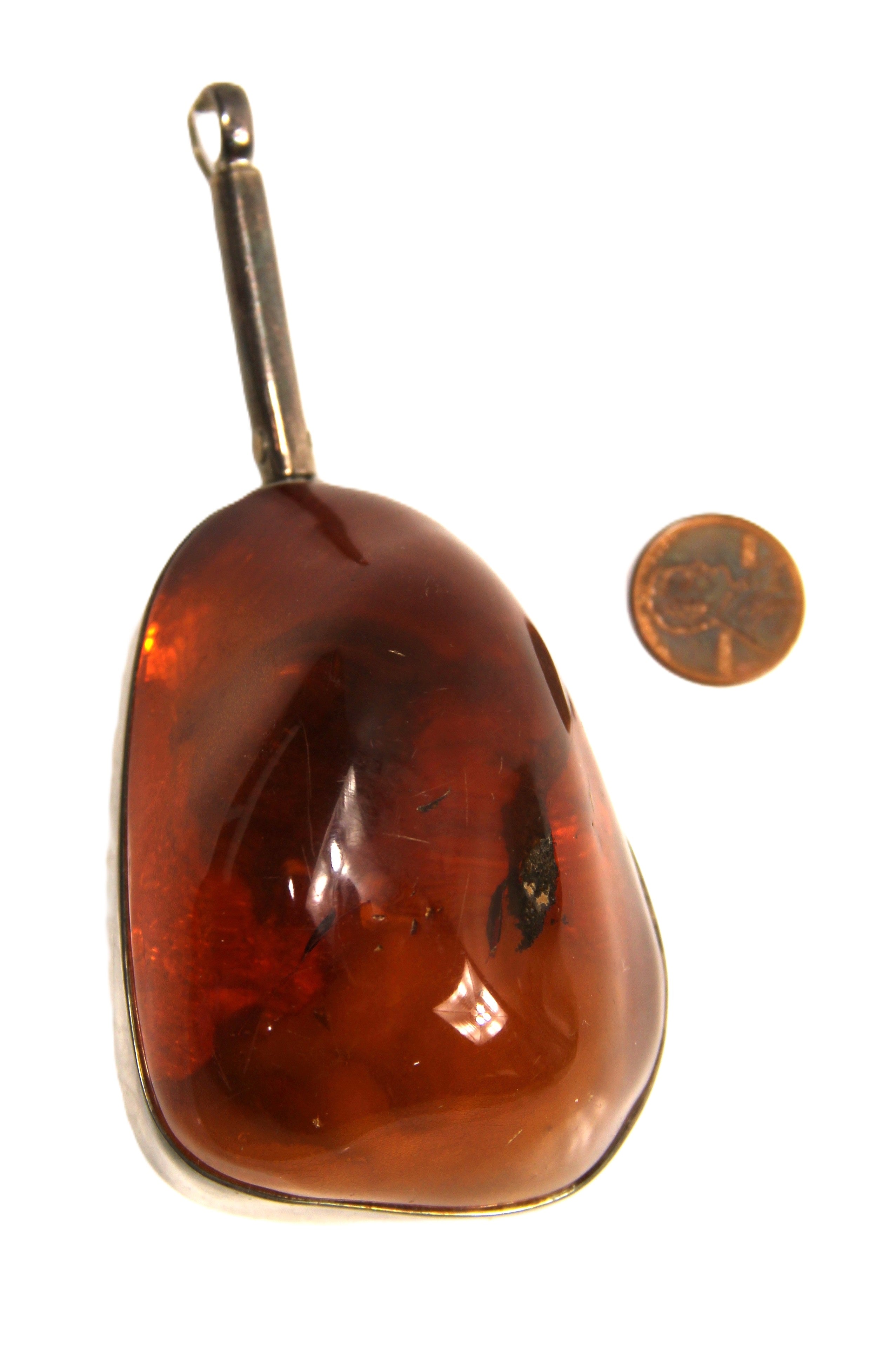 Huge Baltic Amber & sterling silver pendant
