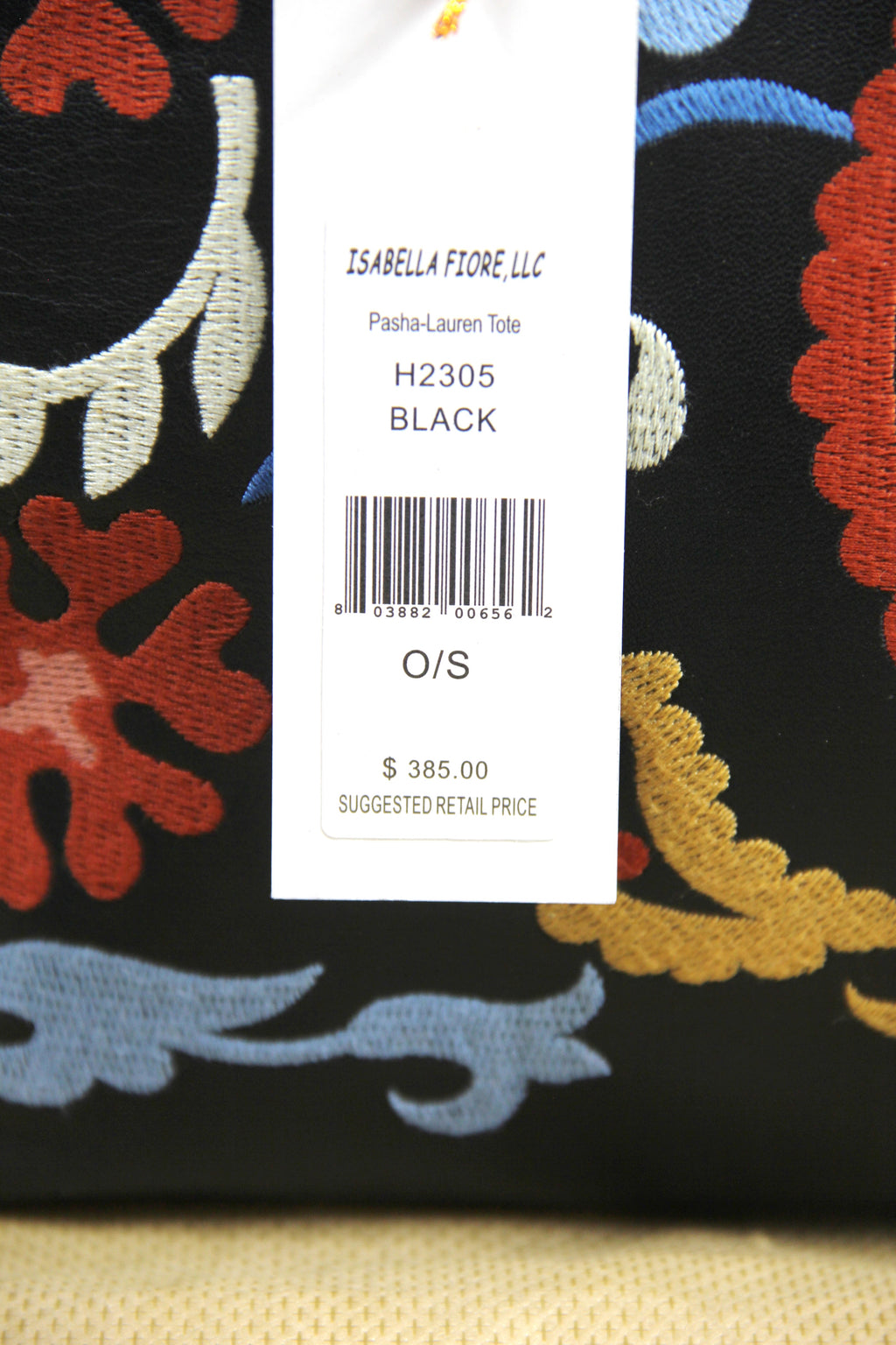 ISABELLA FIORE EMBROIDERED TOTE NEW WITH TAG & DUST BAG