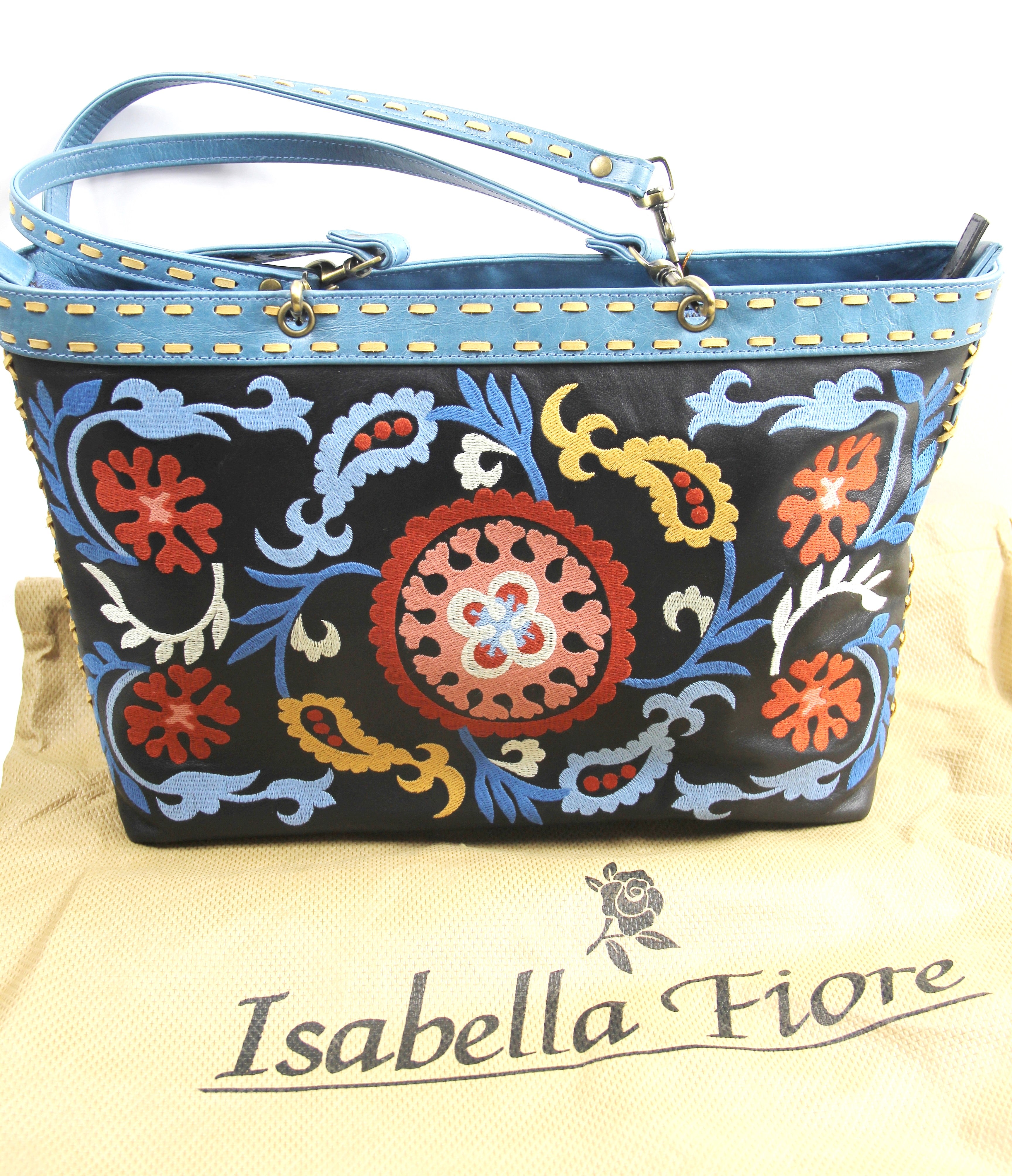 ISABELLA FIORE EMBROIDERED TOTE NEW WITH TAG & DUST BAG