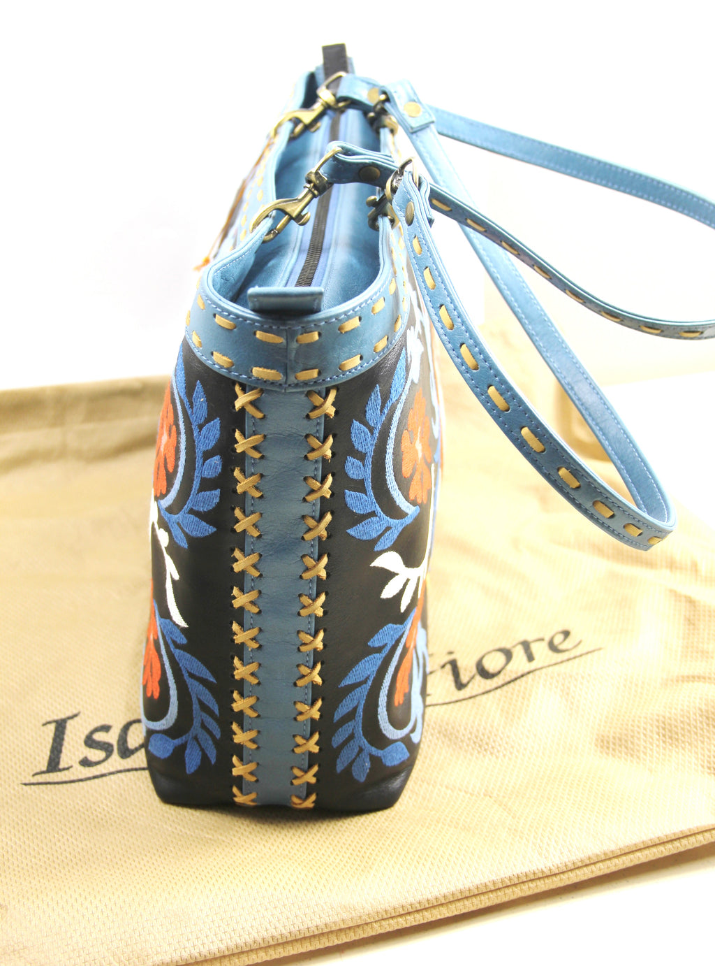 ISABELLA FIORE EMBROIDERED TOTE NEW WITH TAG & DUST BAG