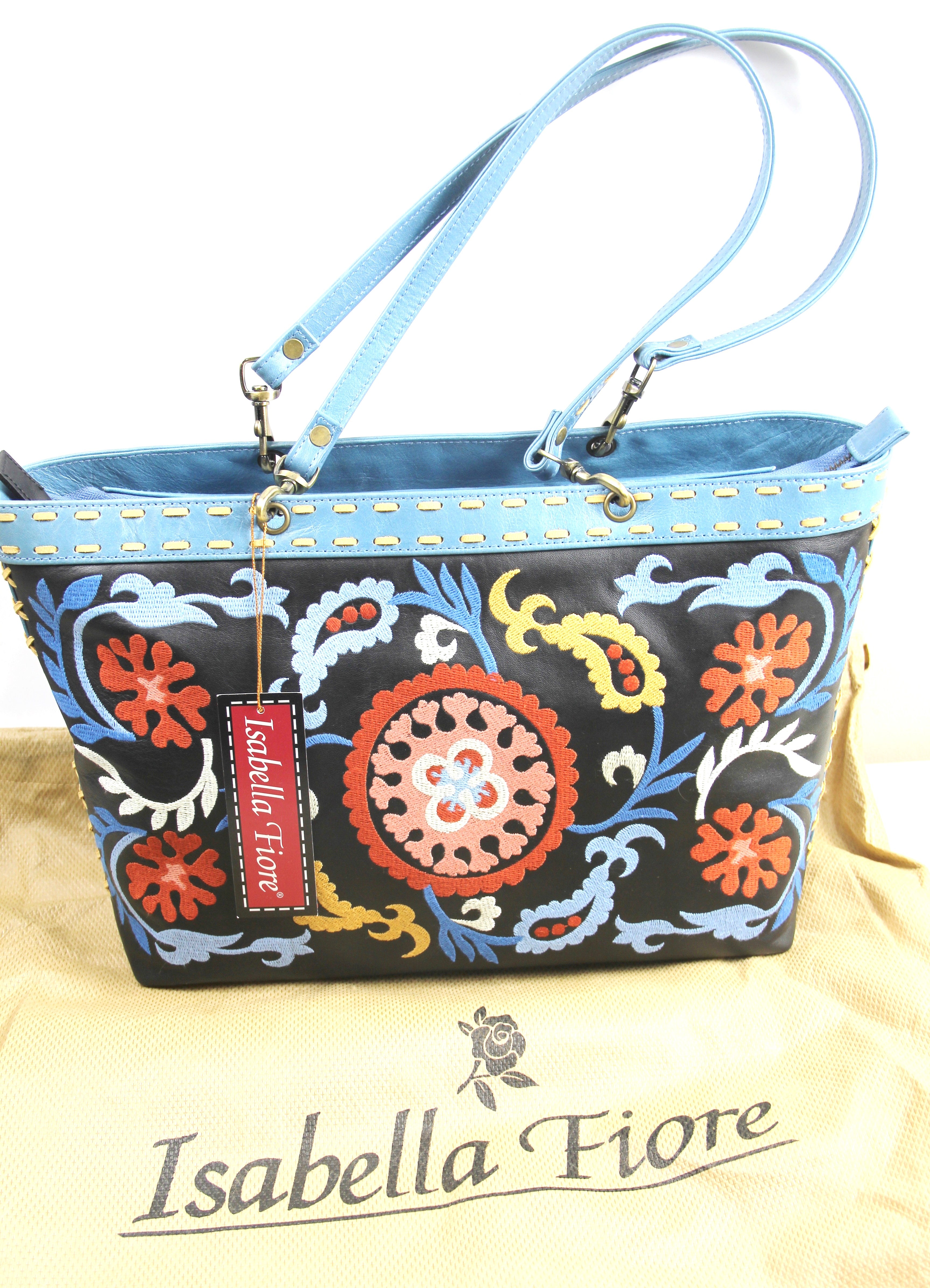 ISABELLA FIORE EMBROIDERED TOTE NEW WITH TAG & DUST BAG