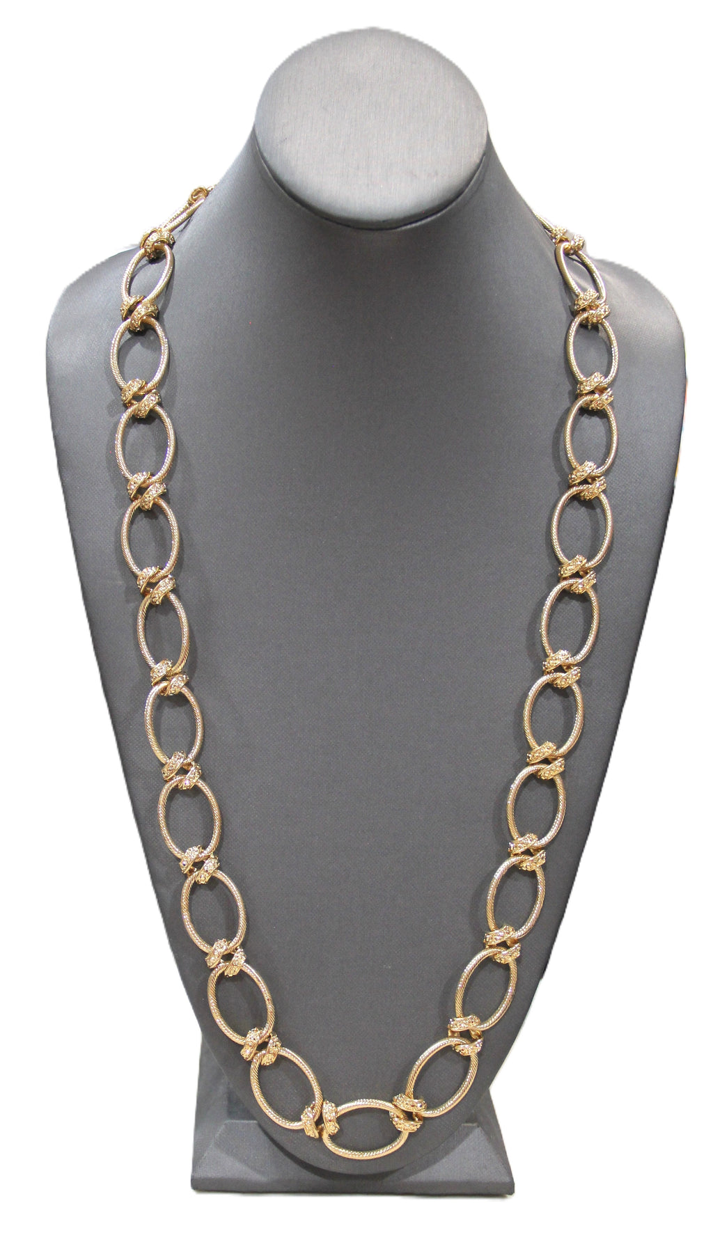 J CREW VINTAGE DEAD STOCK CRYSTAL ACCENT TEXTURED CHAIN LINK NECKLACE