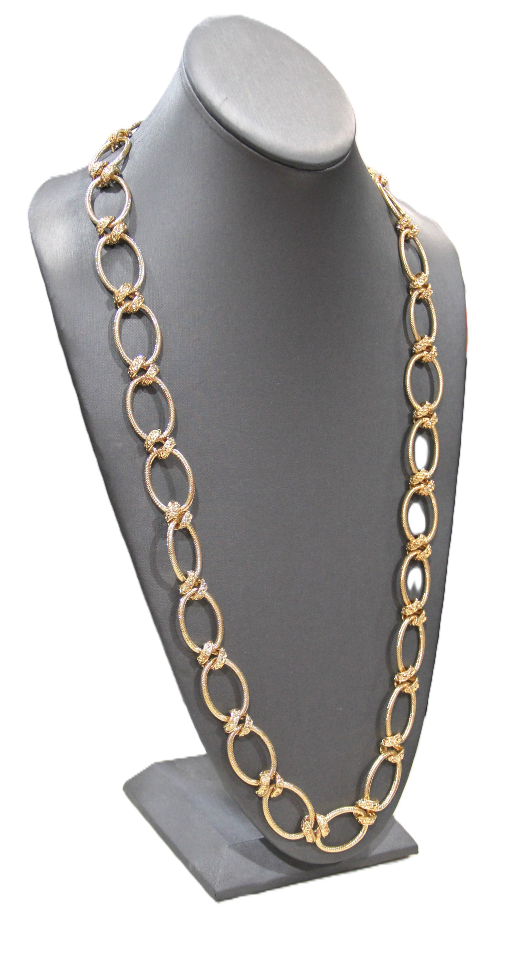 J CREW VINTAGE DEAD STOCK CRYSTAL ACCENT TEXTURED CHAIN LINK NECKLACE