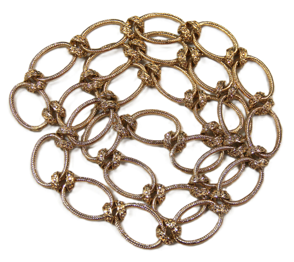 J CREW VINTAGE DEAD STOCK CRYSTAL ACCENT TEXTURED CHAIN LINK NECKLACE