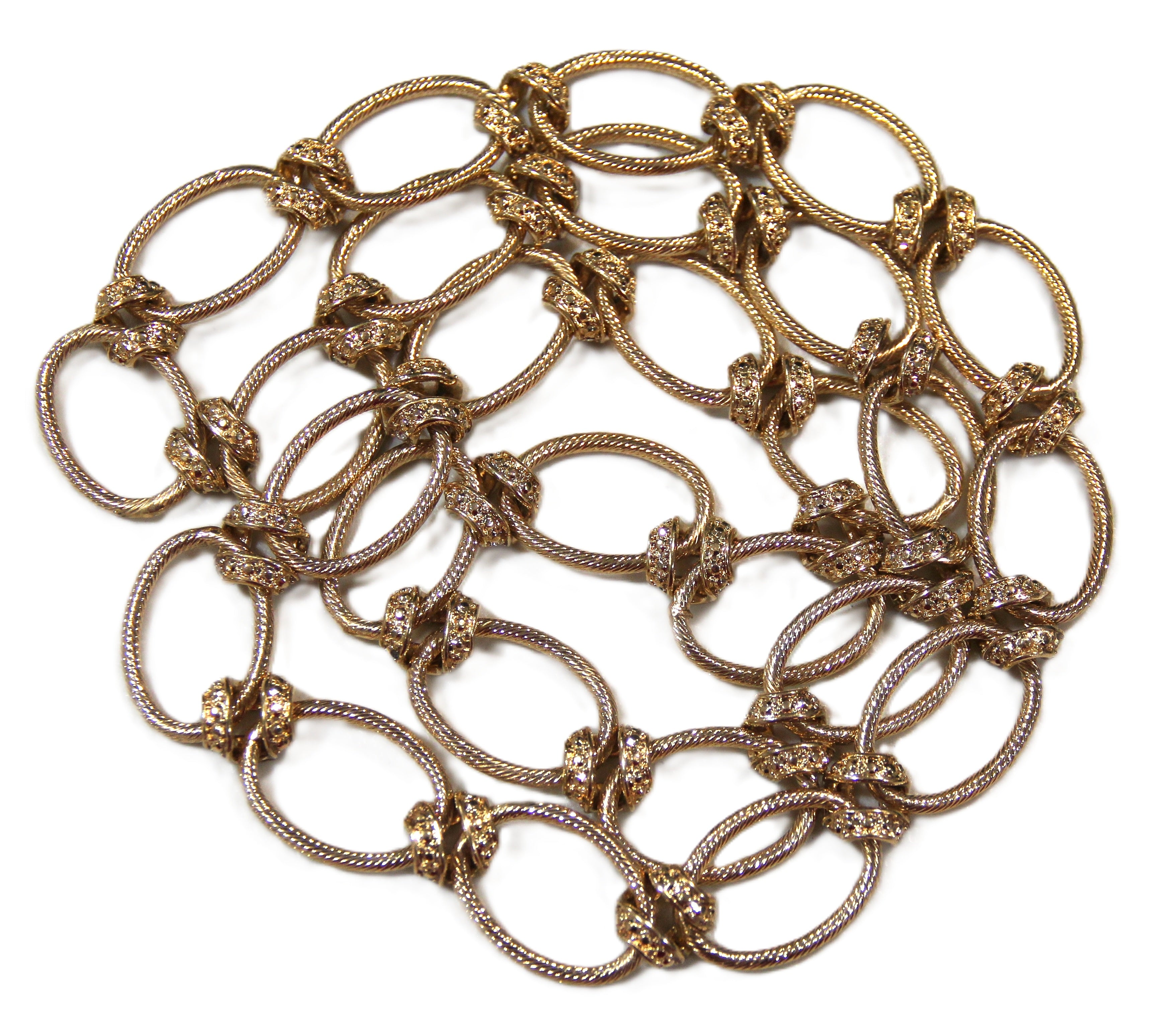 J CREW VINTAGE DEAD STOCK CRYSTAL ACCENT TEXTURED CHAIN LINK NECKLACE