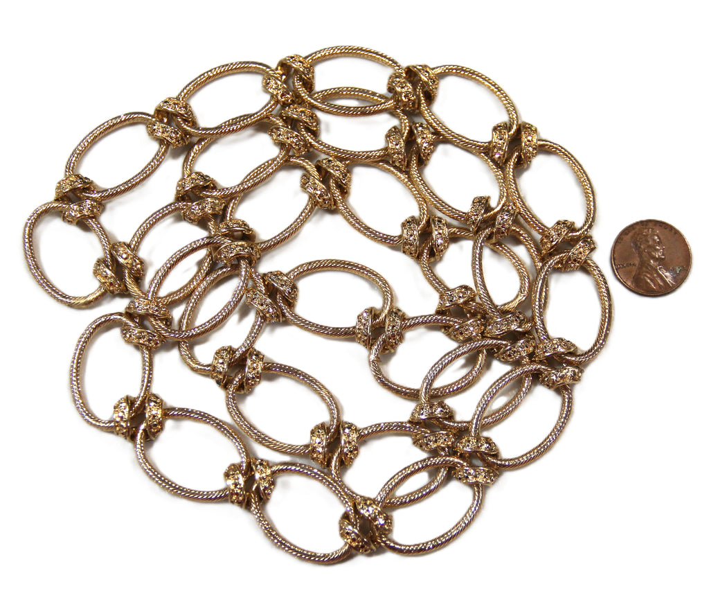 J CREW VINTAGE DEAD STOCK CRYSTAL ACCENT TEXTURED CHAIN LINK NECKLACE