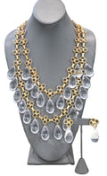 J CREW VINTAGE DEAD STOCK FACETED RESIN STATEMENT NECKLACE & EARRINGS SET