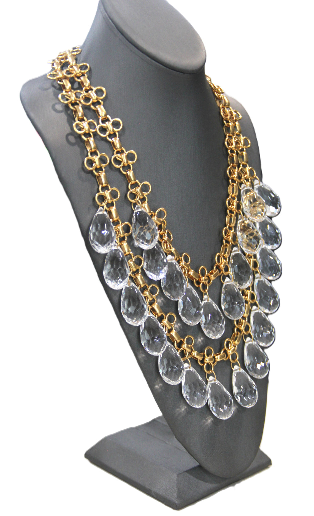 J CREW VINTAGE DEAD STOCK FACETED RESIN STATEMENT NECKLACE & EARRINGS SET