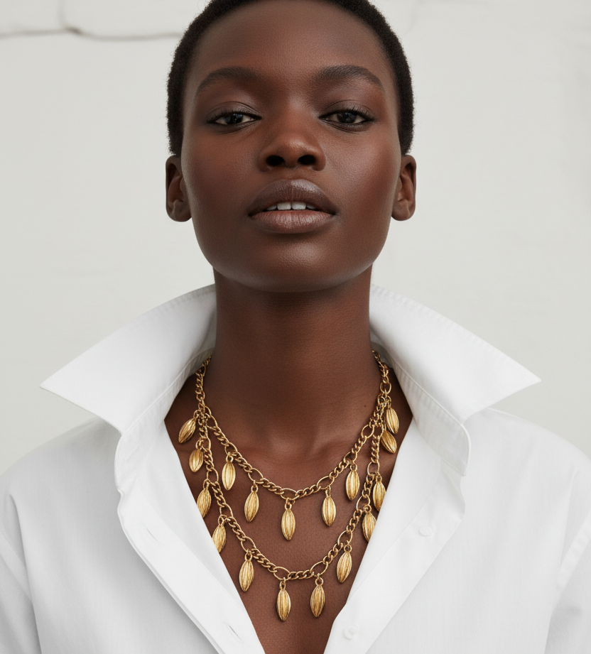 J CREW DEAD STOCK MATTE GOLD CHARM NECKLACE