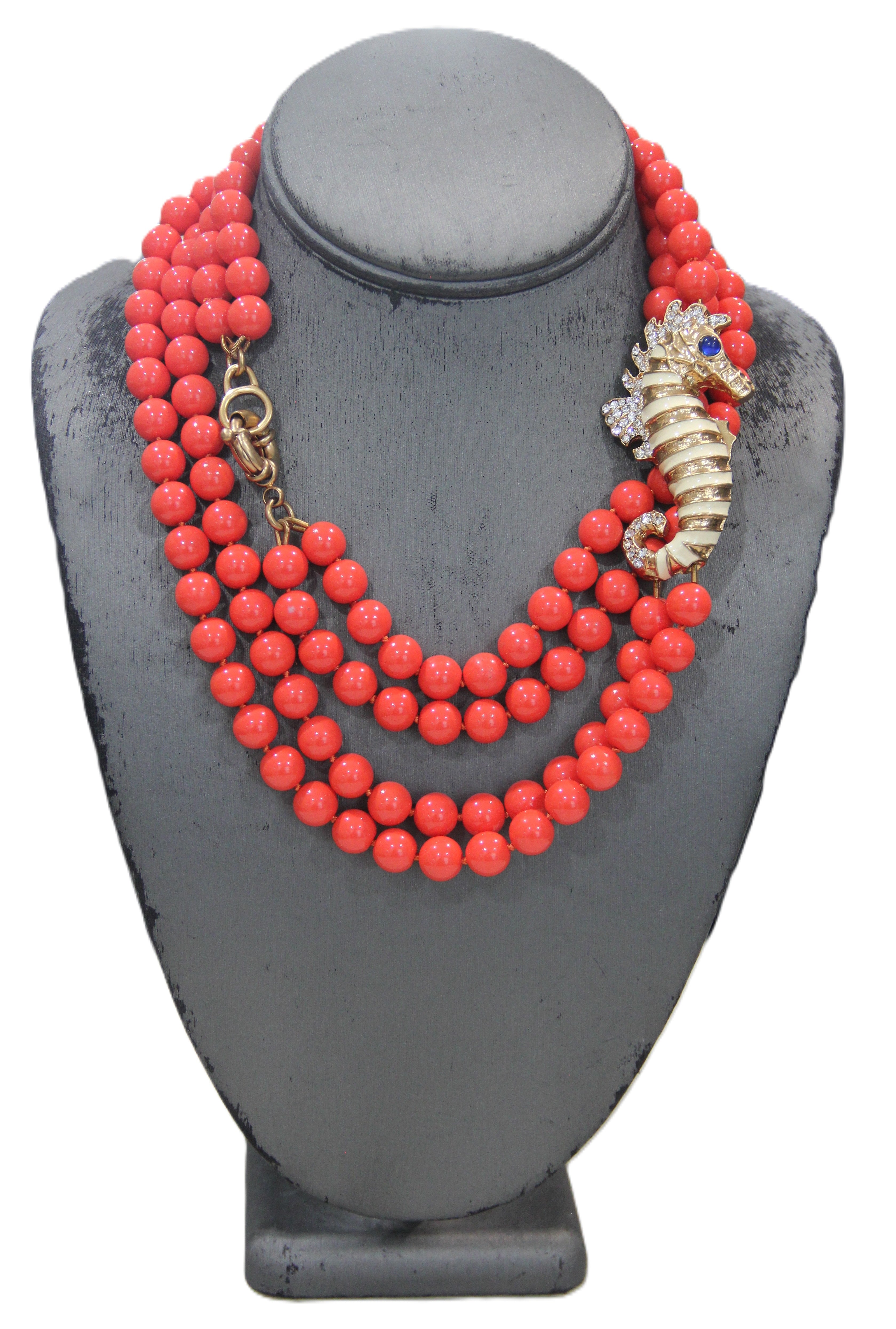J CREW DEAD STOCK GLASS BEAD SEAHORSE ACCENT NECKLACE