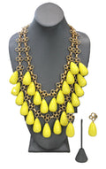 J CREW VINTAGE DEAD STOCK YELLOW RESIN STATEMENT NECKLACE & EARRINGS SET