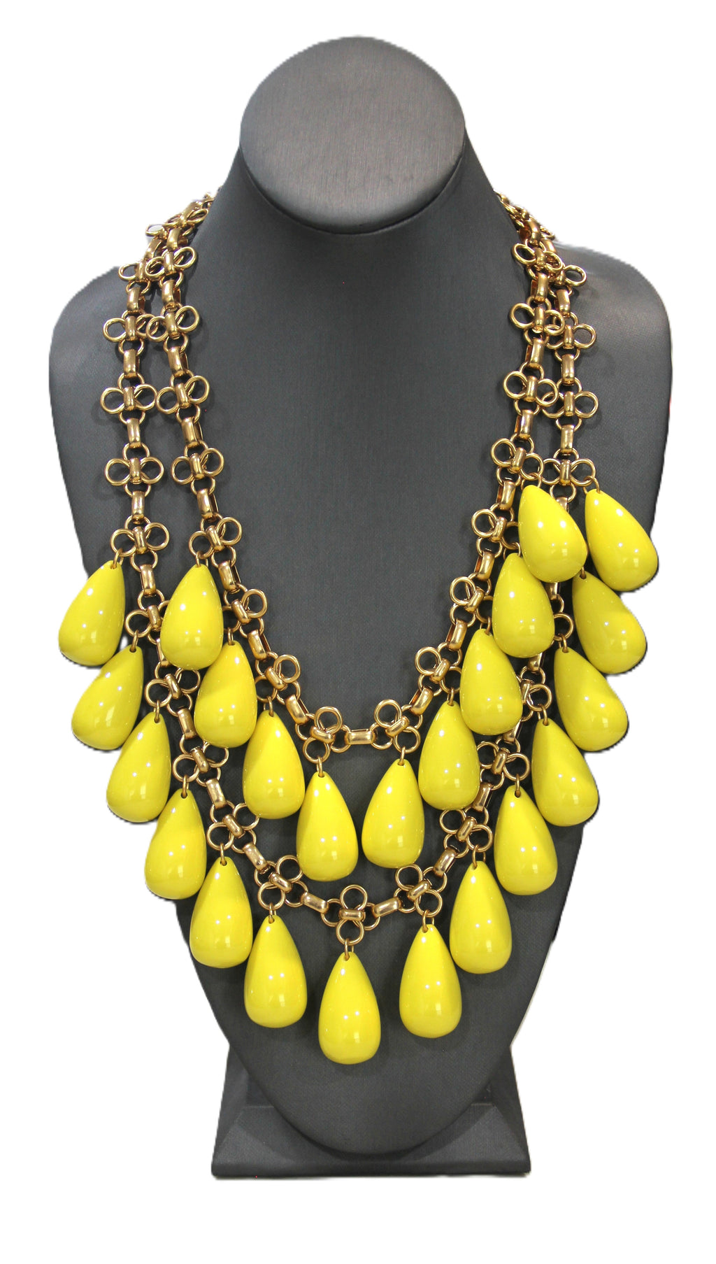 J CREW VINTAGE DEAD STOCK YELLOW RESIN STATEMENT NECKLACE & EARRINGS SET