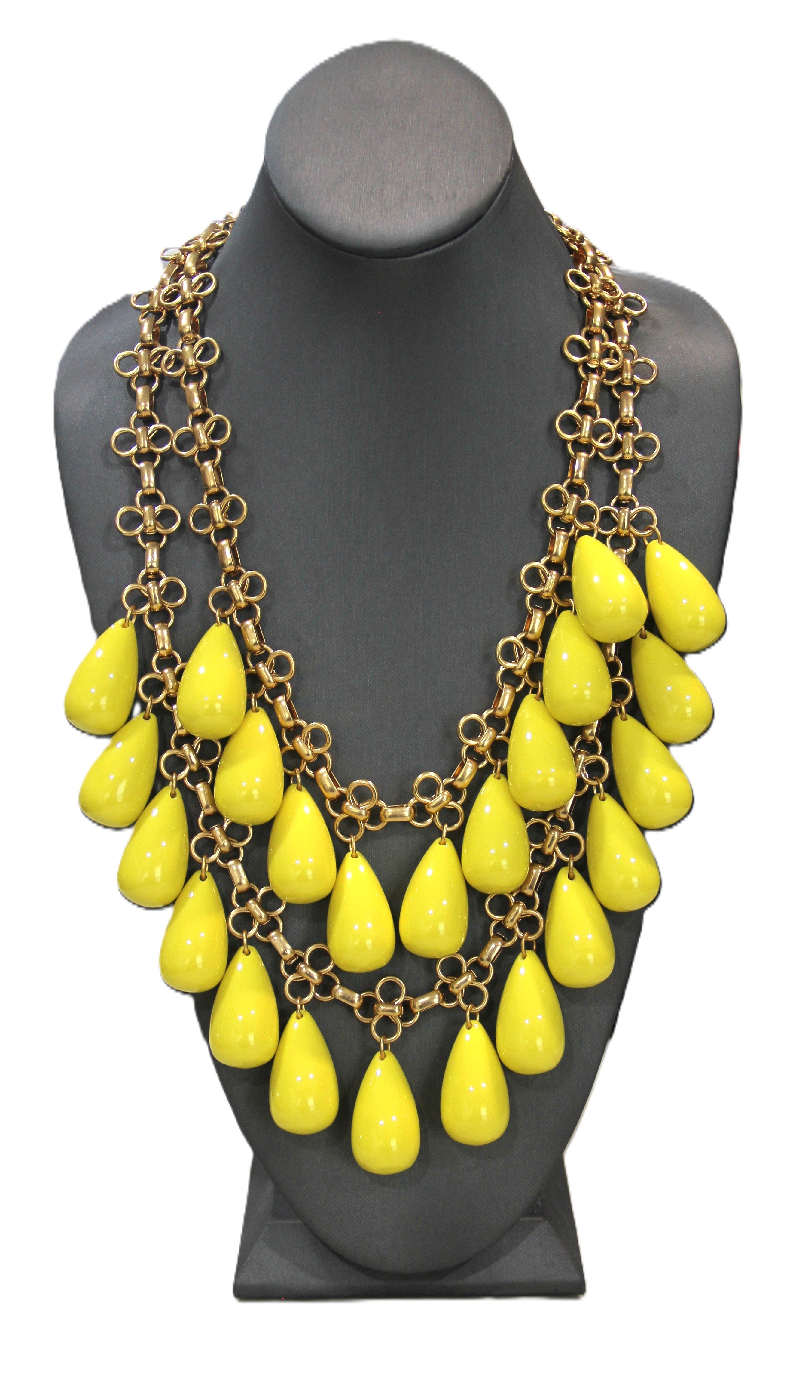 J CREW VINTAGE DEAD STOCK YELLOW RESIN STATEMENT NECKLACE & EARRINGS SET