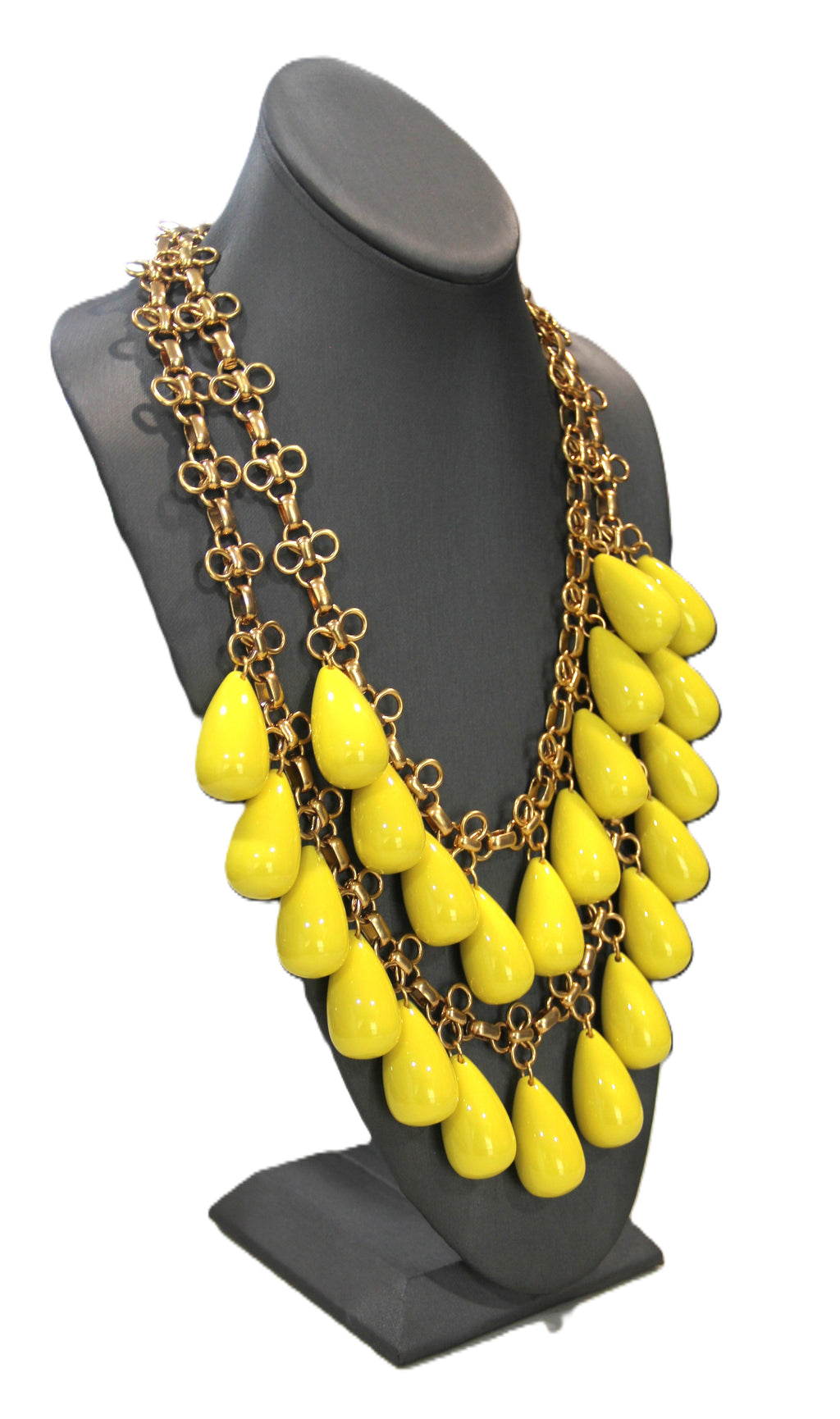 J CREW VINTAGE DEAD STOCK YELLOW RESIN STATEMENT NECKLACE & EARRINGS SET