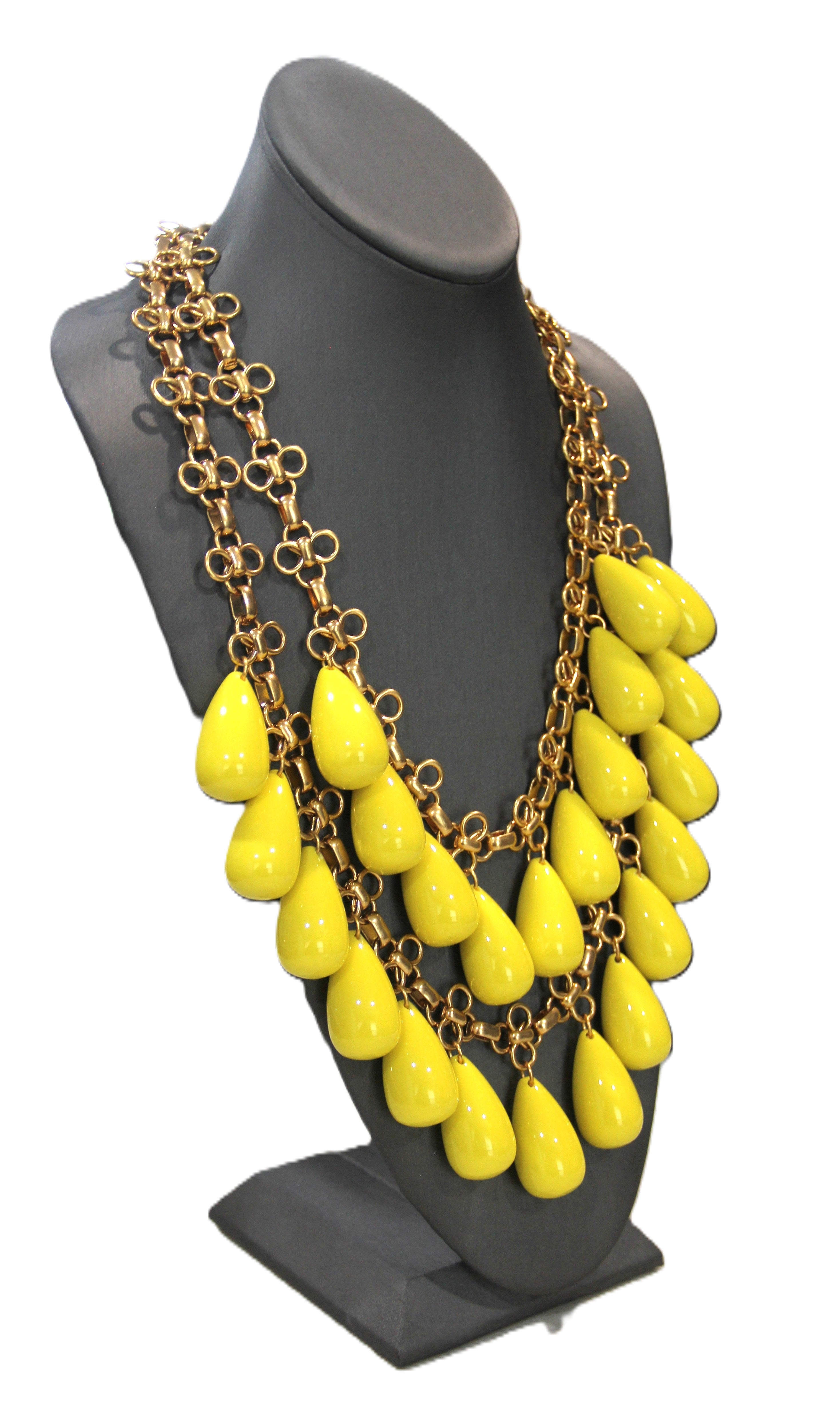 J CREW VINTAGE DEAD STOCK YELLOW RESIN STATEMENT NECKLACE & EARRINGS SET