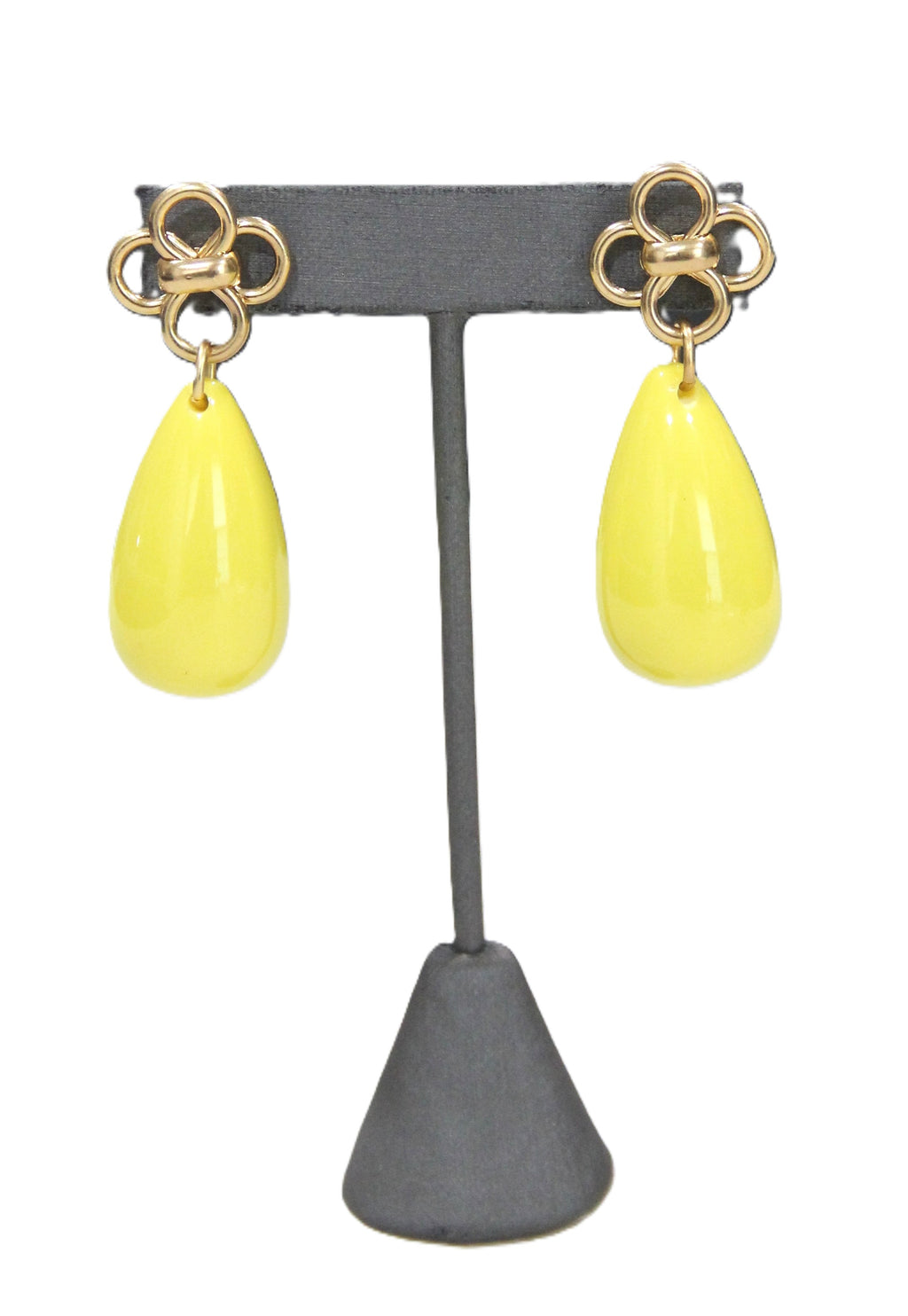 J CREW VINTAGE DEAD STOCK YELLOW RESIN STATEMENT NECKLACE & EARRINGS SET