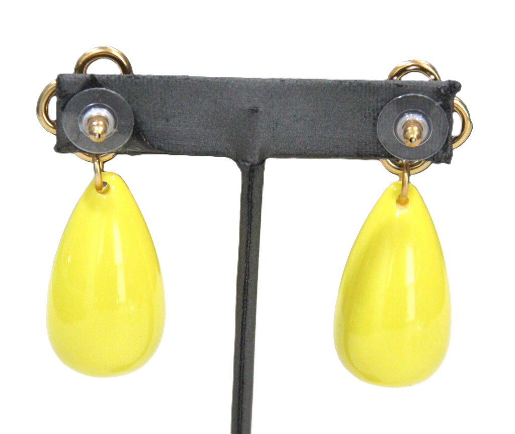 J CREW VINTAGE DEAD STOCK YELLOW RESIN STATEMENT NECKLACE & EARRINGS SET