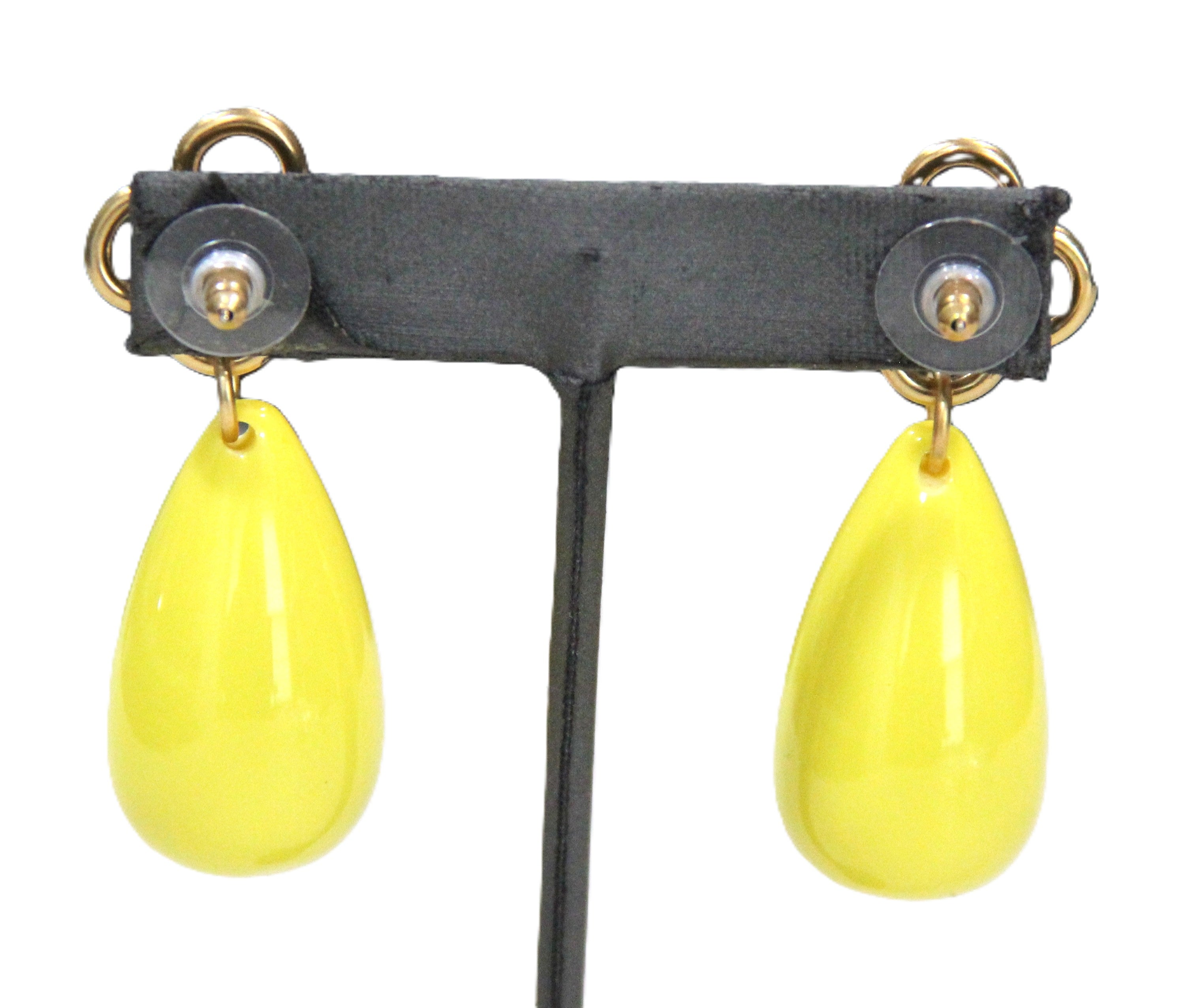 J CREW VINTAGE DEAD STOCK YELLOW RESIN STATEMENT NECKLACE & EARRINGS SET