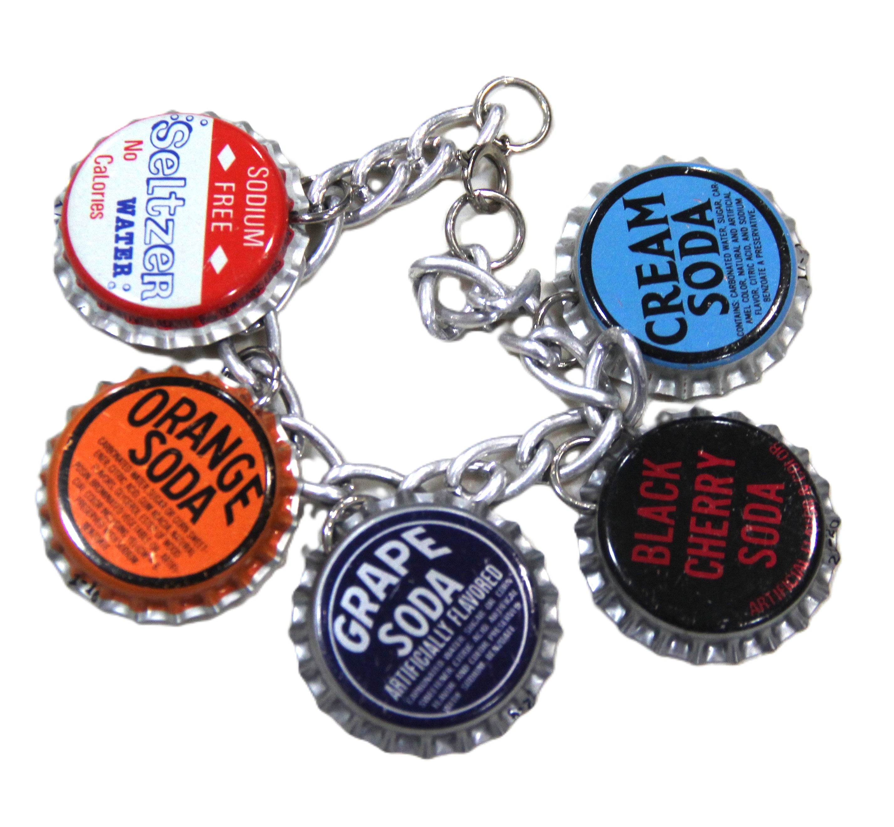 VINTAGE JANET COOPER DESIGNS BOTTLE CAP CHARM BRACELET
