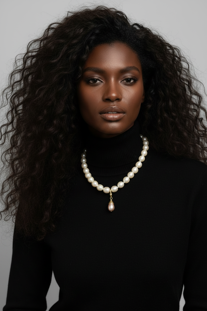 KARL LAGERFELD VINTAGE BAROQUE PEARL NECKLACE WITH LOGO CLASP