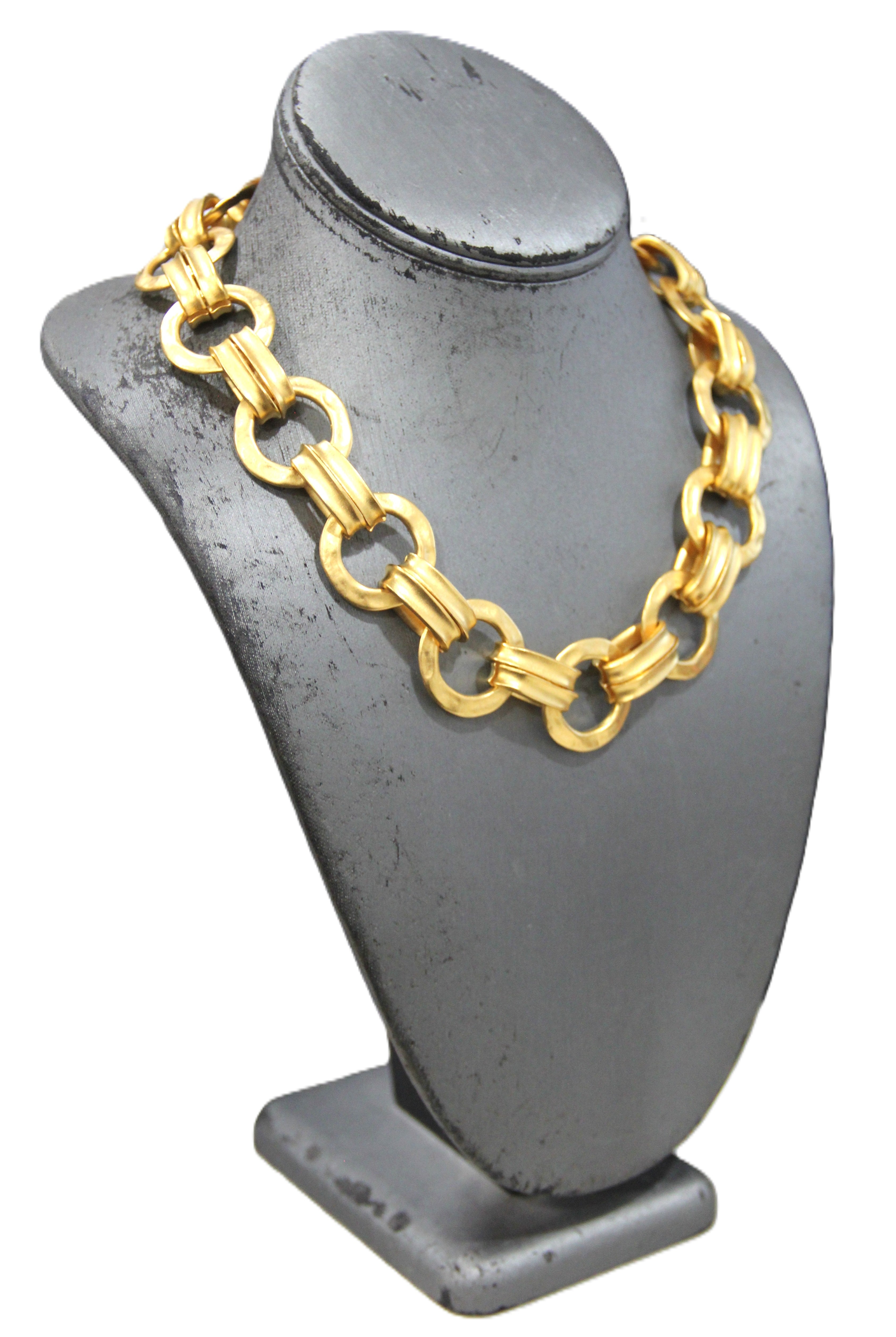 KENNETH JAY LANE KJL MATTE GOLD TOGGLE CLASP NECKLACE 90'S
