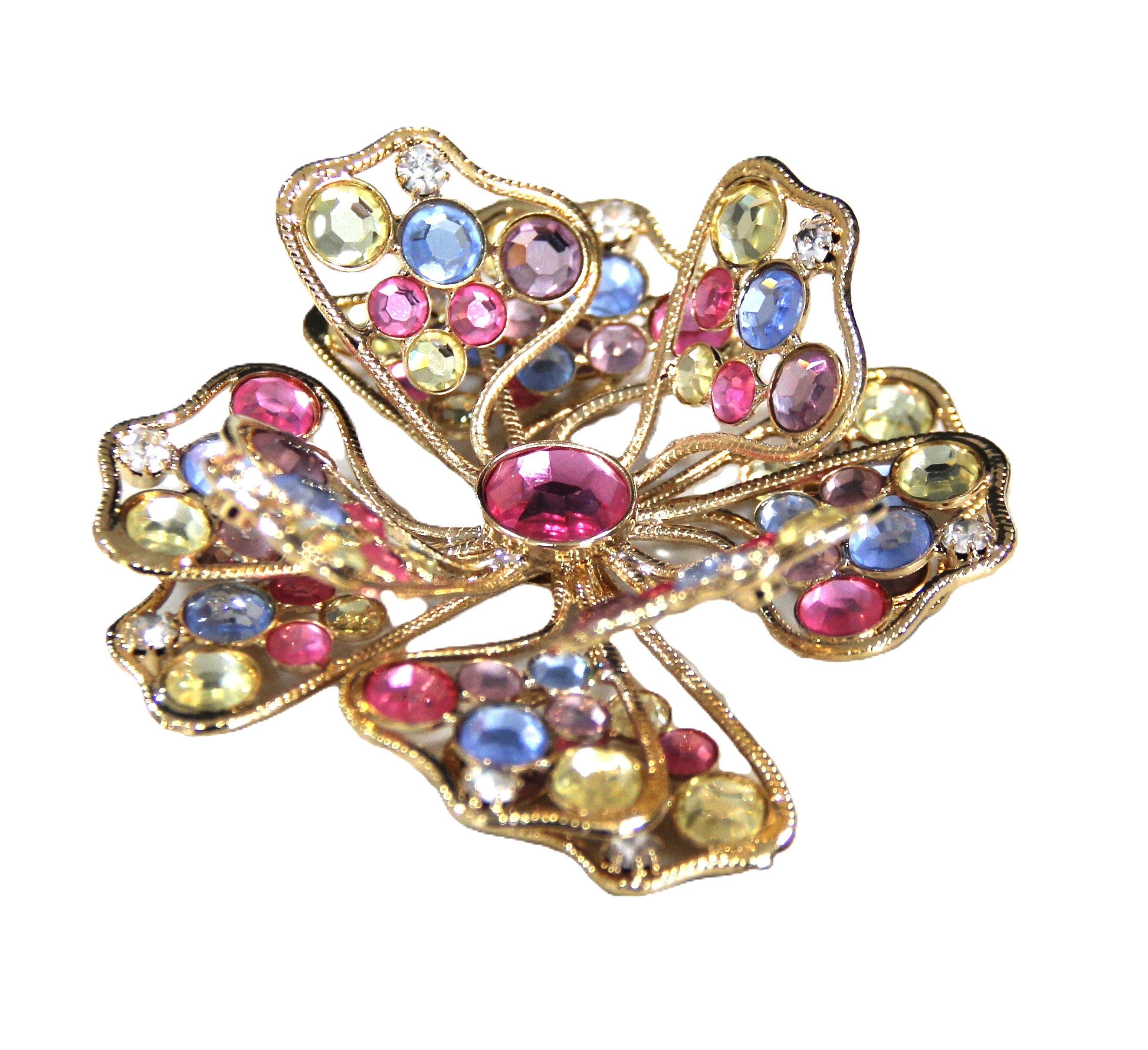 Kenneth Jay Lane KJL pastel crystal flower statement brooch