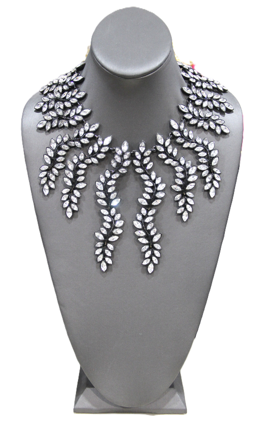 VINTAGE 1980'S KENNETH JAY LANE "LADY GAGA" CRYSTAL LEAF DROP NECKLACE