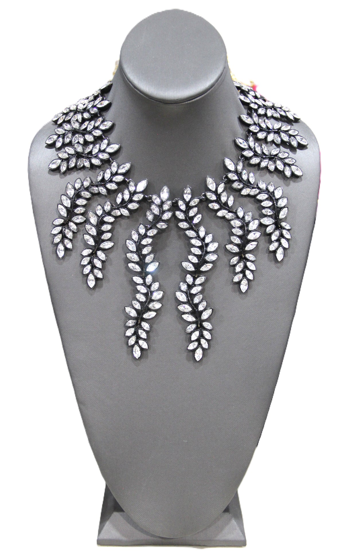 VINTAGE 1980'S KENNETH JAY LANE "LADY GAGA" CRYSTAL LEAF DROP NECKLACE