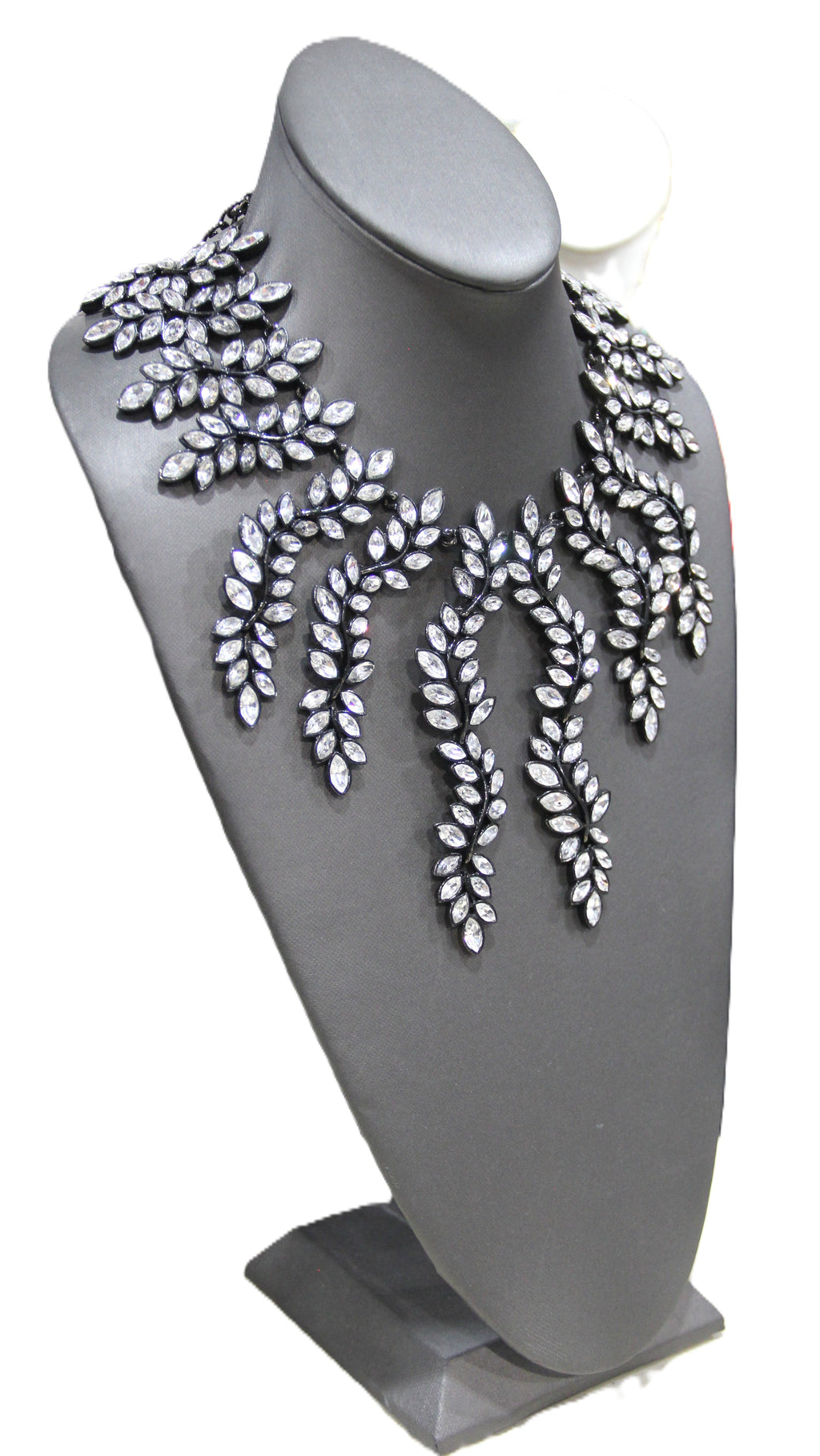VINTAGE 1980'S KENNETH JAY LANE "LADY GAGA" CRYSTAL LEAF DROP NECKLACE