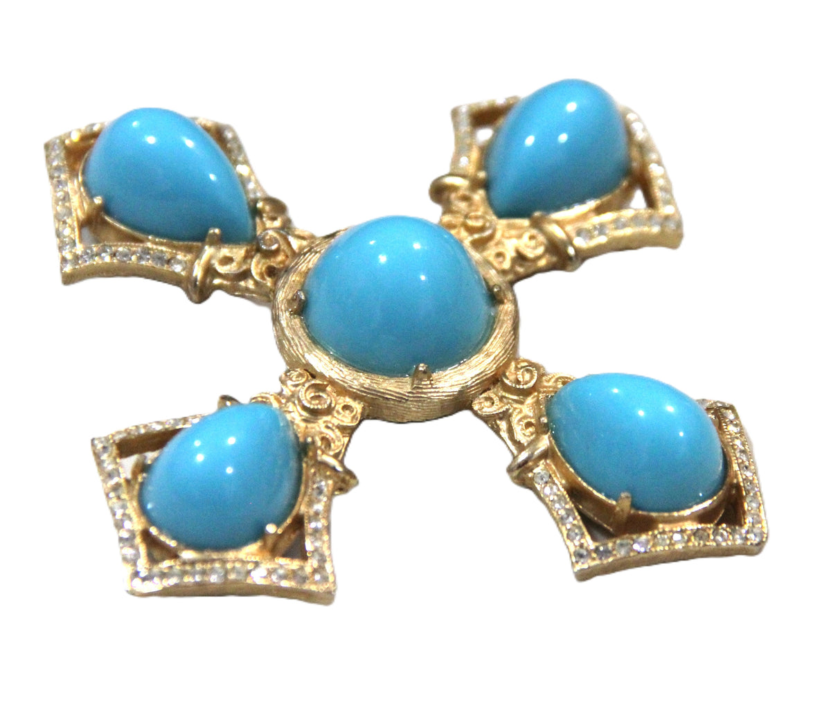 1970'S KENNETH JAY LANE MALTESE CROSS PENDANT BROOCH