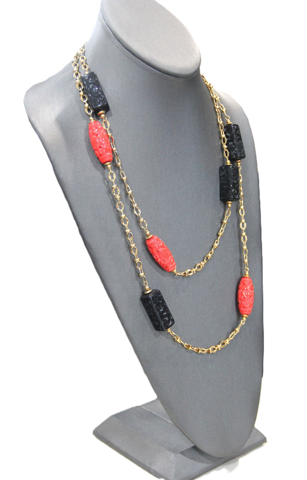 Vintage KJL Kenneth Jay Lane Asian Layering chain station necklace