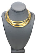 KENNETH JAY LANE 1990'S MATTE GOLD STRUCTURED COLLAR NECKLACE 