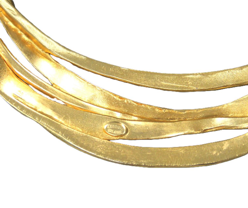 KENNETH JAY LANE 1990'S MATTE GOLD STRUCTURED COLLAR NECKLACE 
