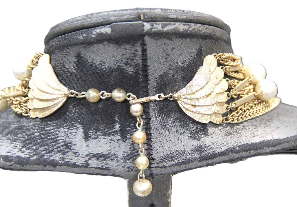 VINTAGE KRAMER MULTI-CHAIN & FX PEARL MULTI-STRAND NECKLACE