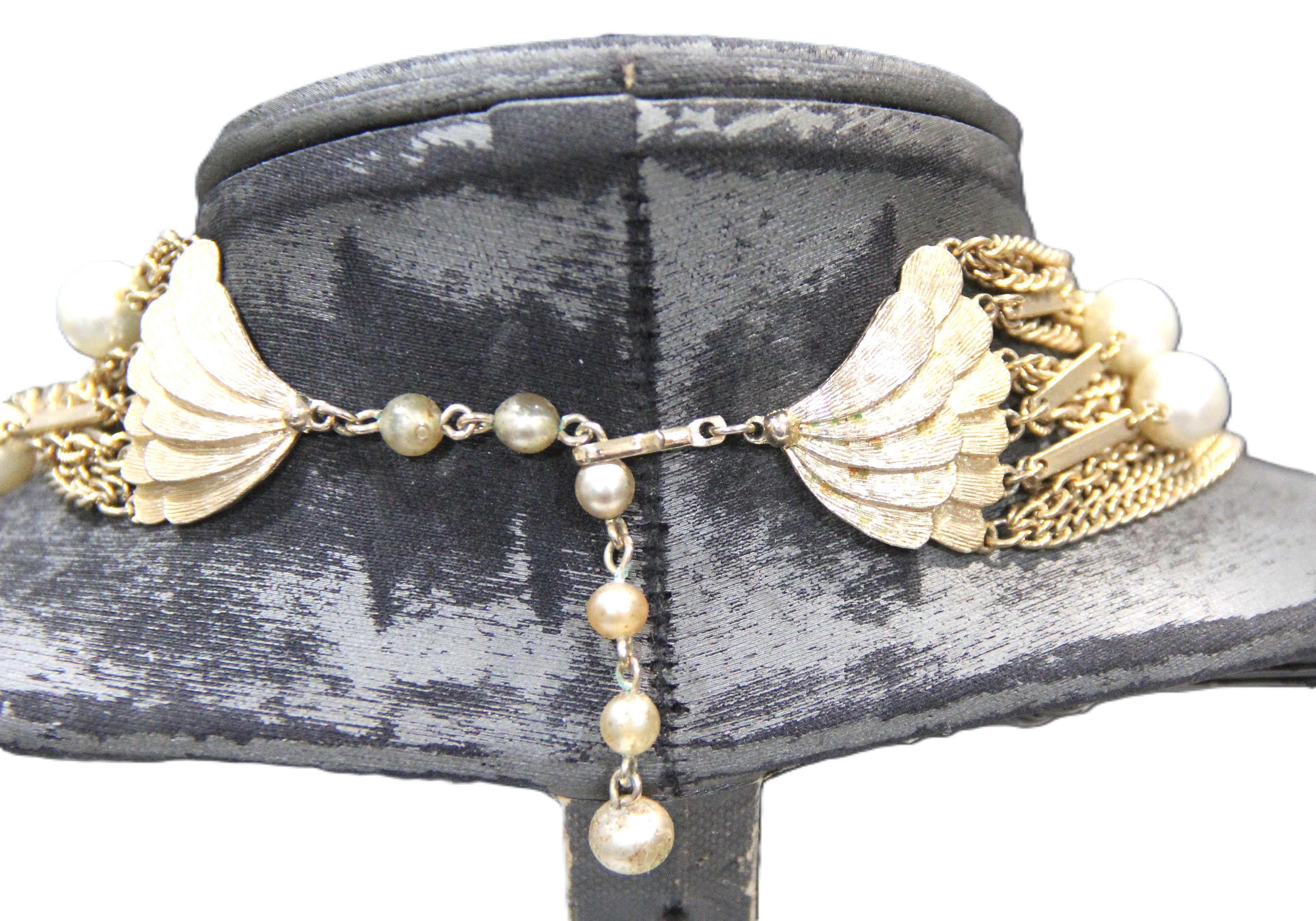 VINTAGE KRAMER MULTI-CHAIN & FX PEARL MULTI-STRAND NECKLACE