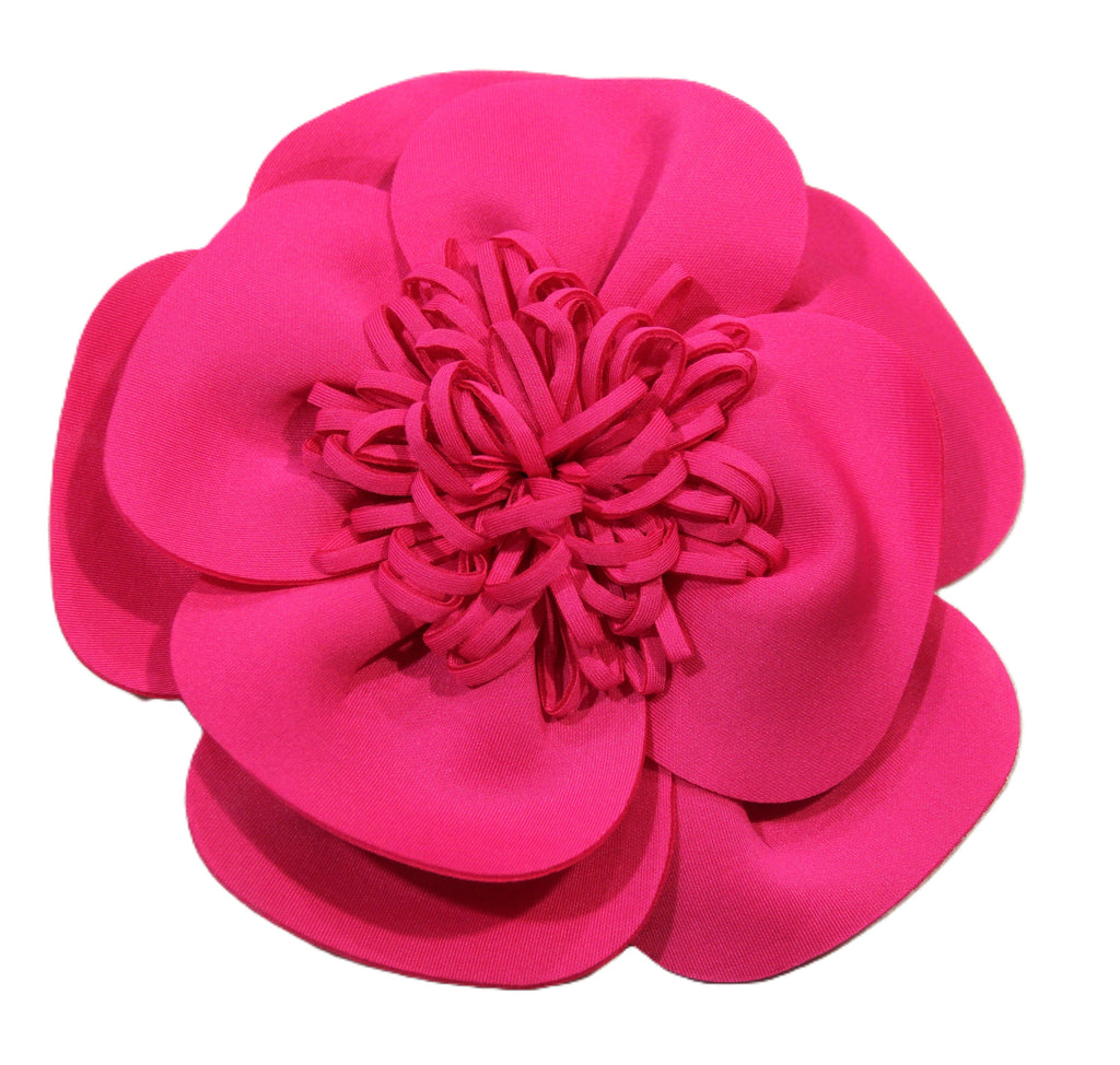 LARGE PINK FLOWER FABRIC BROOCH