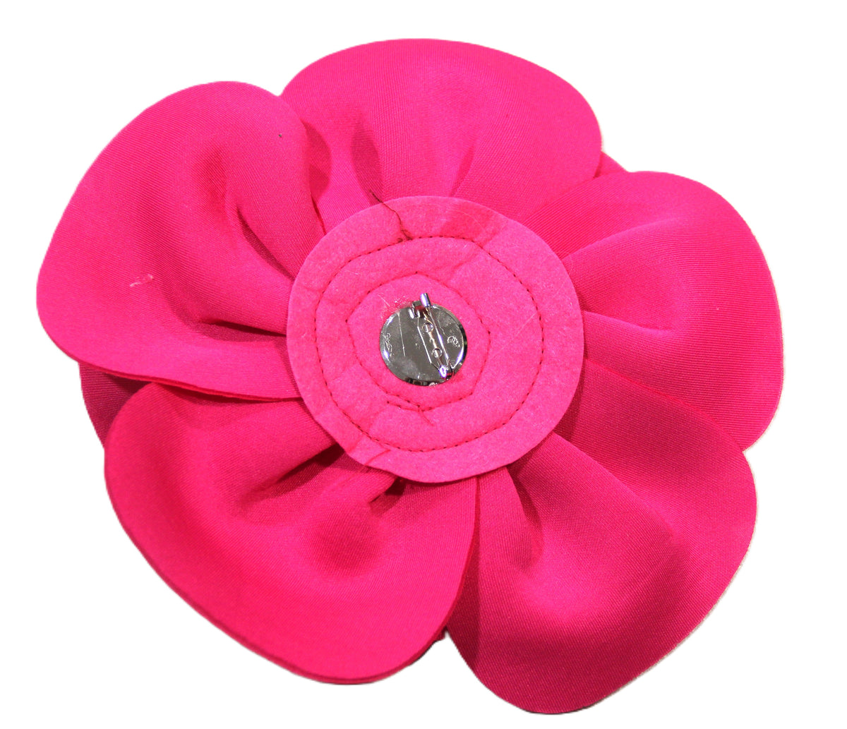 LARGE PINK FLOWER FABRIC BROOCH