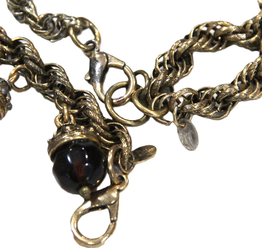 LES BERNARD GLASS CHARM DANGLE STATEMENT NECKLACE & BRACELET SET