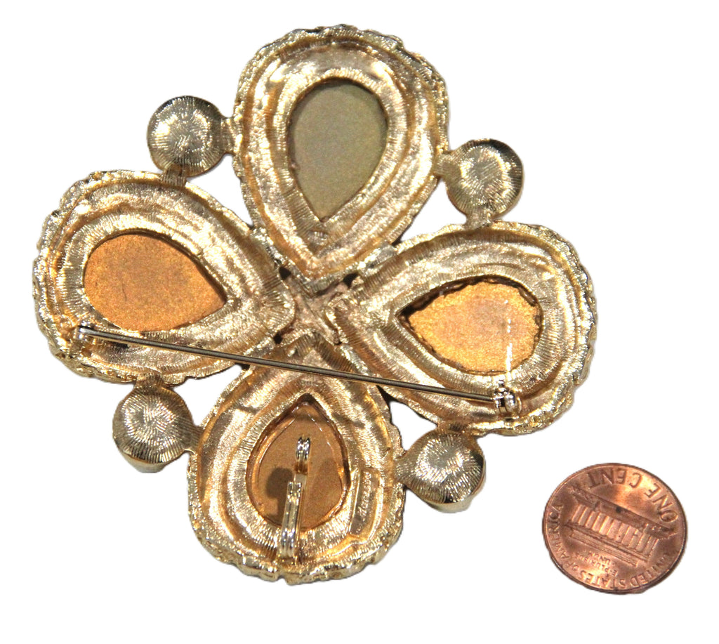 MARESCA MALTESE CROSS CABOCHON & FX PEARL BROOCH 