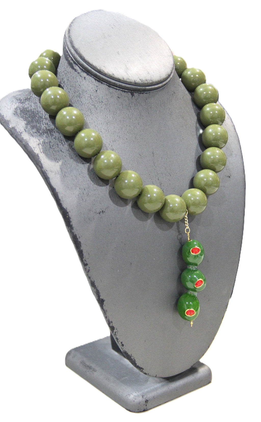 CONTEMPORARY MARTINI OLIVE STATEMENT NECKLACE