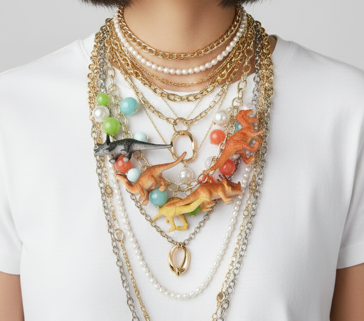MODERN MAXIMALIST DINOSAUR NECKLACE