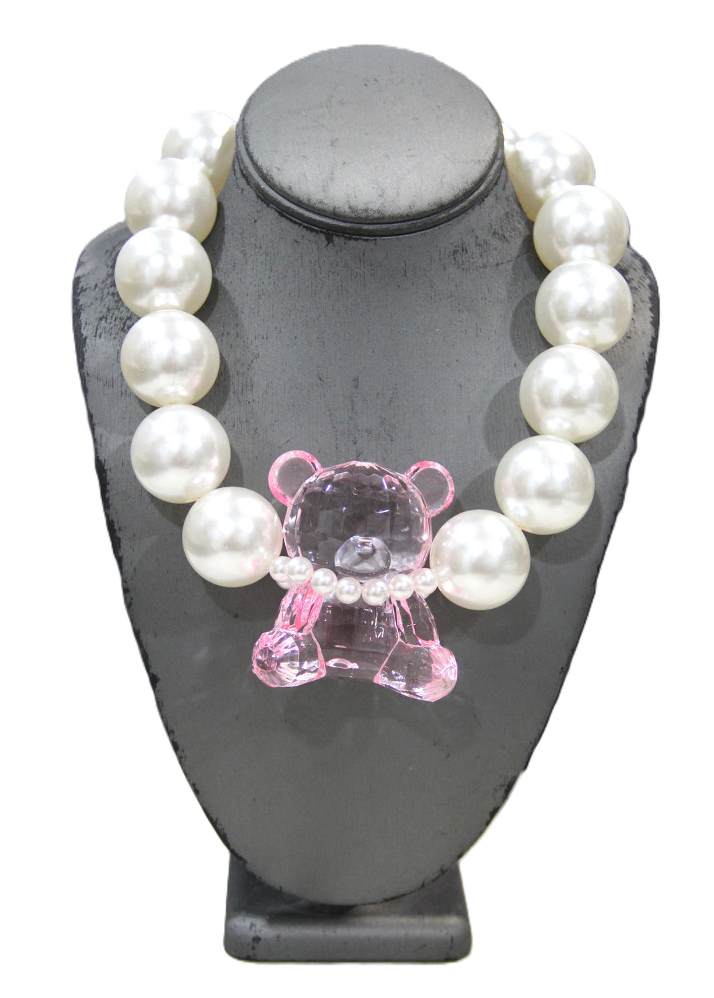 MAXIMALIST JUMBO PEARL & PINK BEAR NECKLACE